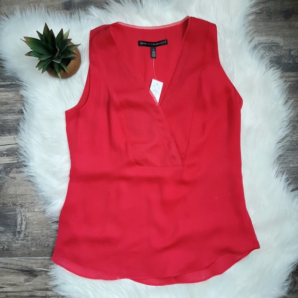 NWT White House Black Market Red sleeveless blouse - Picture 6 of 8